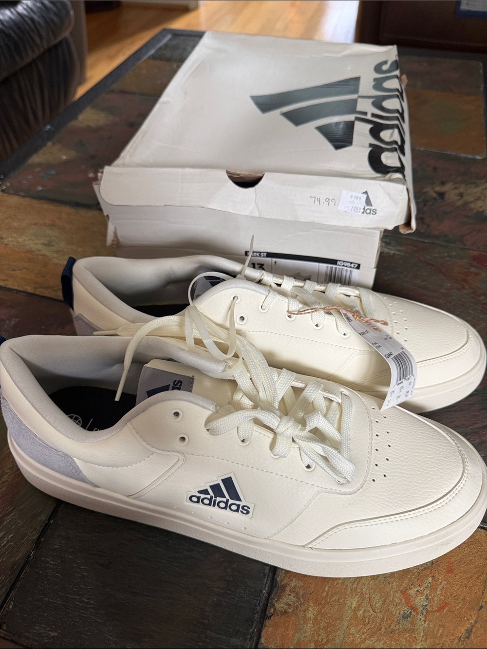adidas Cream and Navy Low-Top Casual Sneakers